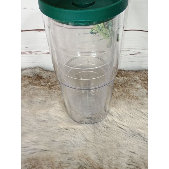 Tervis 24 Oz Clear Tumbler W/ Green Lid & Embroidered Sea Turtle Design - Picture 2 of 7